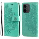 For Redmi 15C 4G 173.1mm / 15C 5G 173.1mm Seven-petal Flowers Embossing Leather Phone Case(Green) - 1