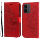 For Redmi 15C 4G 171.5mm / Xiaomi Poco C85 4G Seven-petal Flowers Embossing Leather Phone Case(Red) - 1