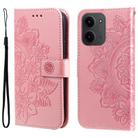 For Redmi 15C 4G 171.5mm / Xiaomi Poco C85 4G Seven-petal Flowers Embossing Leather Phone Case(Rose Gold) - 1