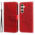 For Samsung Galaxy S24 FE 5G Seven-petal Flowers Embossing Leather Phone Case(Red) - 1