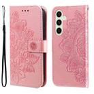 For Samsung Galaxy S24 FE 5G Seven-petal Flowers Embossing Leather Phone Case(Rose Gold) - 1