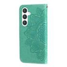 For Samsung Galaxy S25+ 5G Seven-petal Flowers Embossing Leather Phone Case(Green) - 3