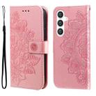 For Samsung Galaxy S25+ 5G Seven-petal Flowers Embossing Leather Phone Case(Rose Gold) - 1