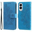 For Samsung Galaxy S25 Edge 5G Seven-petal Flowers Embossing Leather Phone Case(Blue) - 1