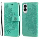 For Samsung Galaxy S25 Edge 5G Seven-petal Flowers Embossing Leather Phone Case(Green) - 1