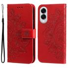 For Samsung Galaxy S25 Edge 5G Seven-petal Flowers Embossing Leather Phone Case(Red) - 1