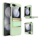 For Samsung Galaxy Z Flip5 5G Hardware Foldable Leather Shockproof Phone Case(Green Gold) - 1