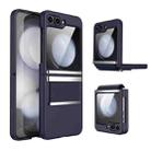 For Samsung Galaxy Z Flip4 5G Hardware Foldable Leather Shockproof Phone Case(Dark Blue Silver) - 1