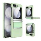 For Samsung Galaxy Z Flip4 5G Hardware Foldable Leather Shockproof Phone Case(Green Silver) - 1