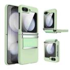 For Samsung Galaxy Z Flip3 5G Hardware Foldable Leather Shockproof Phone Case(Green Silver) - 1