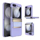 For Samsung Galaxy Z Flip3 5G Hardware Foldable Leather Shockproof Phone Case(Purple Gold) - 1