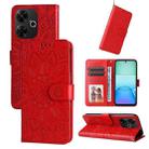 For Redmi 13 4G / Redmi Note 13R Embossed Sunflower Leather Phone Case(Red) - 1