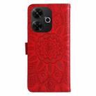 For Redmi 13 4G / Redmi Note 13R Embossed Sunflower Leather Phone Case(Red) - 3