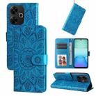 For Redmi 13 4G / Redmi Note 13R Embossed Sunflower Leather Phone Case(Blue) - 1