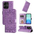 For Redmi 13 4G / Redmi Note 13R Embossed Sunflower Leather Phone Case(Purple) - 1