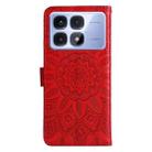 For Redmi K70 Ultra Embossed Sunflower Leather Phone Case(Red) - 3