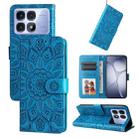 For Redmi K70 Ultra Embossed Sunflower Leather Phone Case(Blue) - 1