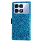 For Redmi K70 Ultra Embossed Sunflower Leather Phone Case(Blue) - 3