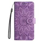 For Redmi K70 Ultra Embossed Sunflower Leather Phone Case(Purple) - 2