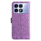 For Redmi K70 Ultra Embossed Sunflower Leather Phone Case(Purple) - 3