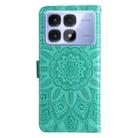 For Redmi K70 Ultra Embossed Sunflower Leather Phone Case(Green) - 3