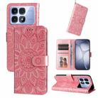 For Redmi K70 Ultra Embossed Sunflower Leather Phone Case(Rose Gold) - 1