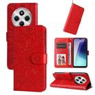 For Redmi 14C 4G Embossed Sunflower Leather Phone Case(Red) - 1