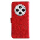 For Redmi 14C 4G Embossed Sunflower Leather Phone Case(Red) - 3