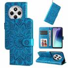 For Redmi 14C 4G Embossed Sunflower Leather Phone Case(Blue) - 1