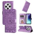 For Redmi 14C 4G Embossed Sunflower Leather Phone Case(Purple) - 1