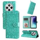 For Redmi 14C 4G Embossed Sunflower Leather Phone Case(Green) - 1