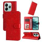 For Redmi Note 14 5G Embossed Sunflower Leather Phone Case(Red) - 1