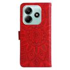 For Redmi Note 14 5G Embossed Sunflower Leather Phone Case(Red) - 3