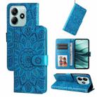 For Redmi Note 14 5G Embossed Sunflower Leather Phone Case(Blue) - 1