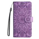 For Redmi Note 14 5G Embossed Sunflower Leather Phone Case(Purple) - 2