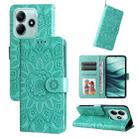 For Redmi Note 14 5G Embossed Sunflower Leather Phone Case(Green) - 1