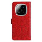 For Redmi Note 14 Pro 5G / Note 14 Pro+ 5G Embossed Sunflower Leather Phone Case(Red) - 3