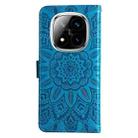 For Redmi Note 14 Pro 5G / Note 14 Pro+ 5G Embossed Sunflower Leather Phone Case(Blue) - 3