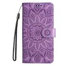 For Redmi Note 14 Pro 5G / Note 14 Pro+ 5G Embossed Sunflower Leather Phone Case(Purple) - 2