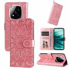 For Redmi Note 14 Pro 5G / Note 14 Pro+ 5G Embossed Sunflower Leather Phone Case(Rose Gold) - 1