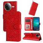 For Redmi K80 Embossed Sunflower Leather Phone Case(Red) - 1
