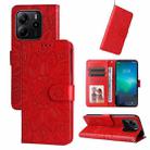 For Redmi Note 14 4G 164.84mm Embossed Sunflower Leather Phone Case(Red) - 1
