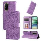For Redmi A5 4G 173.3mm Embossed Sunflower Leather Phone Case(Purple) - 1