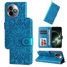For Redmi K80 Ultra Embossed Sunflower Leather Phone Case(Blue) - 1