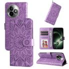 For Redmi K80 Ultra Embossed Sunflower Leather Phone Case(Purple) - 1