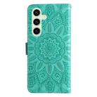 For Samsung Galaxy S24 FE 5G Embossed Sunflower Leather Phone Case(Green) - 3