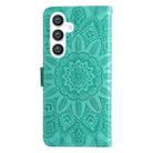 For Samsung Galaxy S25 5G Embossed Sunflower Leather Phone Case(Green) - 3