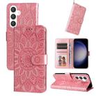 For Samsung Galaxy S25 5G Embossed Sunflower Leather Phone Case(Rose Gold) - 1