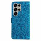 For Samsung Galaxy S25 Ultra 5G Embossed Sunflower Leather Phone Case(Blue) - 3