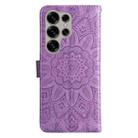 For Samsung Galaxy S25 Ultra 5G Embossed Sunflower Leather Phone Case(Purple) - 3